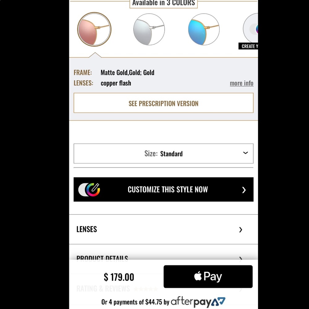 Ray bans flash circle sunglasses + case